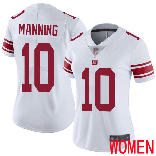 Women New York Giants 10 Eli Manning White Vapor Untouchable Limited Player Football NFL Jersey